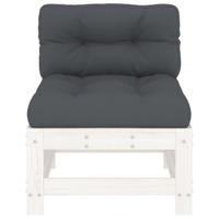 Middenbanken met kussens 2 st massief grenenhout wit - thumbnail