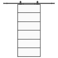 Schuifdeur met beslagset 90x205 cm ESG glas zwart - thumbnail