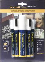 Securit krijtmarker wit, etui met 5 stuks in geassorteerde diktes - thumbnail