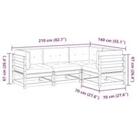 4-delige Loungeset met kussens massief grenenhout wasbruin - thumbnail