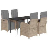 5-delige Tuinset met kussens poly rattan beige - thumbnail