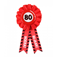 Party Rozet Rood 80 Jaar - thumbnail