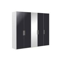 Goossens Kledingkast Easy Storage Ddk, Kledingkast 253 cm breed, 220 cm hoog, 4x draaideur en 1x spiegel draaideur midden - thumbnail