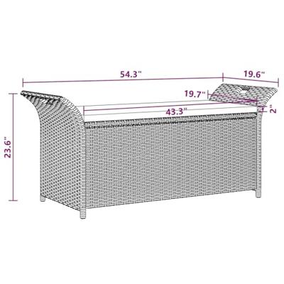 Opbergbankje met kussen 138 cm poly rattan zwart Opbergbankje met kussen 138 cm poly rattan zwart