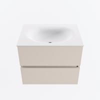 MONDIAZ VICA 60cm badmeubel onderkast Linen 2 lades. Wastafel MOON midden 1 kraangat, kleur Talc. - thumbnail