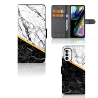 Motorola Moto G52 | Moto G82 | Bookcase | Marmer Wit Zwart - Origineel Cadeau Man - thumbnail