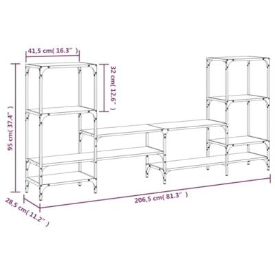 Tv-meubel 206,5x28,5x95 cm bewerkt hout gerookt eikenkleurig