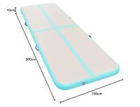 Gymnastiekmat met pomp opblaasbaar 300x100x10 cm PVC groen - thumbnail