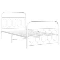 Bedframe met hoofd- en voeteneinde metaal wit 100x190 cm - thumbnail