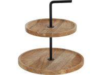 JENS Living Etagere - Mango hout - 2 laags - ∅26 x 28 cm - Naturel - thumbnail