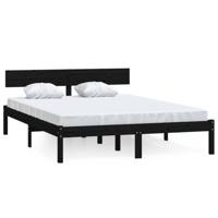 Bedframe massief hout zwart 120x190 cm - thumbnail