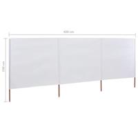 VidaXL Windscherm 3-panelen 400x160 cm stof zandwit - thumbnail