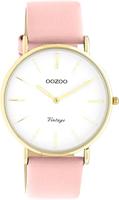 OOZOO C20254 Horloge Vintage staal-leder goudkleurig-roze 40 mm - thumbnail