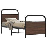 Bedframe zonder matras bewerkt hout bruin eikenkleur 107x203 cm - thumbnail
