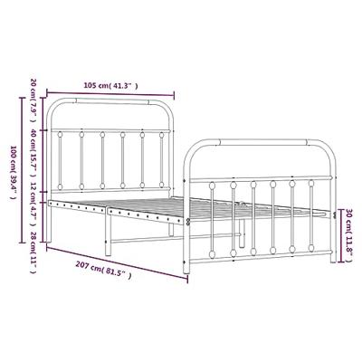 Bedframe met hoofd- en voeteneinde metaal wit 100x200 cm