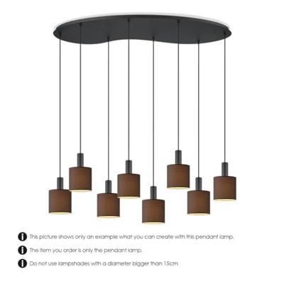 Metaal kroonluchter - Industrie hanglamp - Zwart - Met 8 pcs lampvoeten - Ontworpen voor Eetkamer en Slaapkamer - 120 x 41.3 x 117.5cm - set met E27 Lamphouder - voor Lampenkap met Doorsnede max 15cm - Gloeilamp Niet Inbegrepen