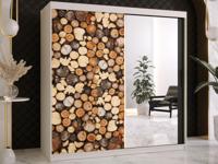 Kledingkast DREMBO 2 schuifdeuren 180 cm mat wit met spiegel - thumbnail