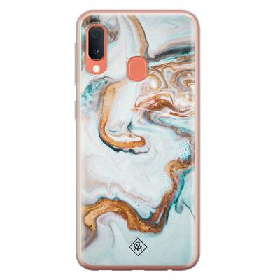 Samsung Galaxy A20e siliconen hoesje - Marmer blauw goud
