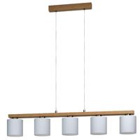 Eglo Eetkamer hanglampCastralvo houtbruin met witte kappen - 901291 - thumbnail