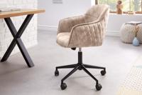 In hoogte verstelbare design bureaustoel EUPHORIA champagne grijs fluweel draaibaar decoratief quilten - 41663 - thumbnail