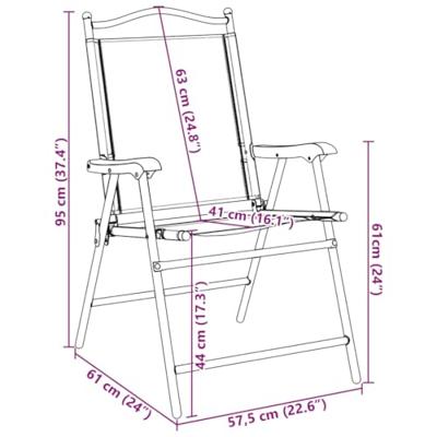 Tuinstoelen 2 st inklapbaar staal en textileen gemleerd grijs - thumbnail