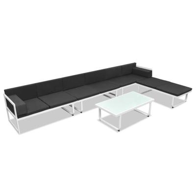 5-delige Loungeset textileen aluminium zwart