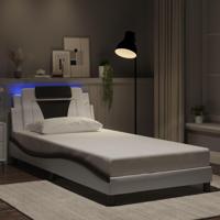 Bedframe met LED-verlichting kunstleer wit en zwart 100x200 cm - thumbnail