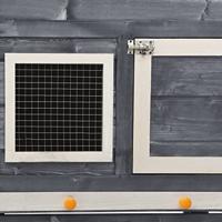 Konijnenhok 140x63x120 cm massief vurenhout grijs en wit - thumbnail