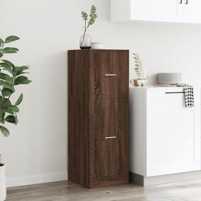 Apothekerskast 40x41x118 cm bewerkt hout bruin eikenkleurig - thumbnail