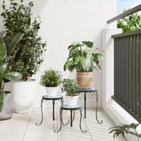 Plantenstandaards 3 st keramiek blauw en wit - thumbnail