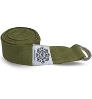 Katoenen Yoga Riem Olijfgroen met D-Ring - 248 cm - thumbnail