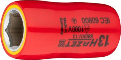 HAZET Dopsleutel · geïsoleerd 880KV-13 · 3/8 inch (10 mm) vierkant hol · Buiten-zeskant-tractieprofiel · SW 13 mm