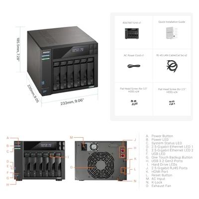 Asustor lockerstor 6 as6706t nas (zwart)