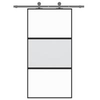 VidaXL Schuifdeur 102,5x205 cm gehard glas en aluminium zwart - thumbnail