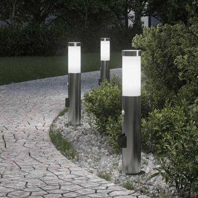 Bolderverlichting met sensor en stopcontact 3 stuks 50 cm roestvrij staal IP44