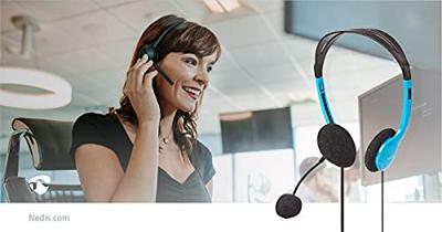 Nedis PC-Headset | On-Ear | Stereo | 2x 3.5 mm | 2 m | Blauw | 1 stuks - CHST100BU CHST100BU