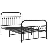 Bedframe met hoofd- en voeteneinde metaal zwart 107x203 cm - thumbnail