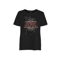 VERO MODA T-shirt VMCATALINA van biologisch katoen zwart/rood - thumbnail