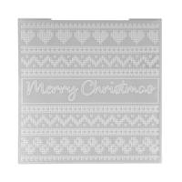Nellie's Choice • 3d embossing folder achtergrond merry christmas 15x15cm - thumbnail