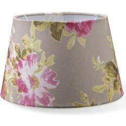 Lampenkap rond schuin | taps | katoen | stoffen lampenkap voor tafellamp | lampenkap met E27 fitting | Ø20cm H13cm | bloemen print | grijs