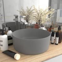 VidaXL Wastafel rond 40x15 cm keramiek mat lichtgrijs - thumbnail