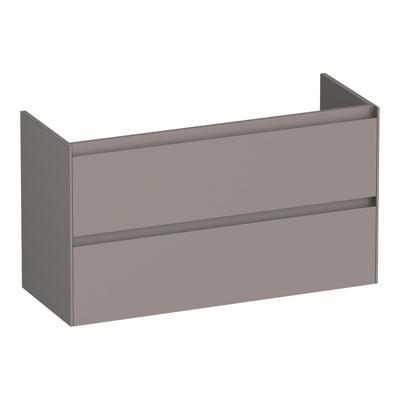 Brauer Inspire - Onderkast Ondiep - 100 cm - met 2 Softclose Lades Greeploos en 1 Sifon Uitsparing - Mat Taupe