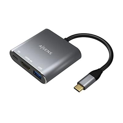 AISENS - A109-0669 Converter USB-C naar HDMI/USB-C PD/Type A USB 3.0, 3-in-1, grijs, 15 cm