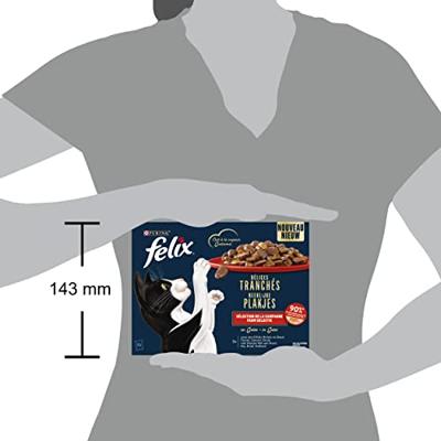 Felix Heerlijke Plakjes Farm Selectie met rund, kip, eend, kalkoen in gelei natvoer kat 12 x 80 g - thumbnail