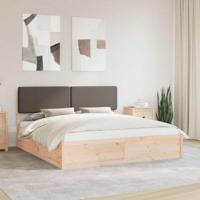 Bedframe met Gevoerd Hoofdgedeelte Taupe 200 x 200 cm - thumbnail