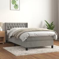 Boxspring met matras fluweel lichtgrijs 90x190 cm - thumbnail