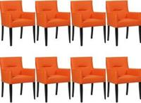 Set van 8 Oranje leren landelijke eetkamerstoelen Look - Toledo Leer Orange (oranje leer) - thumbnail
