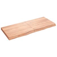 Wandschap 120x50x(2-6)cm behandeld massief eikenhout lichtbruin - thumbnail