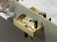 Wastafel Roestvrije Staal incl. Afvoer Sapho Aurum 36,5x18 cm Goud Mat - thumbnail