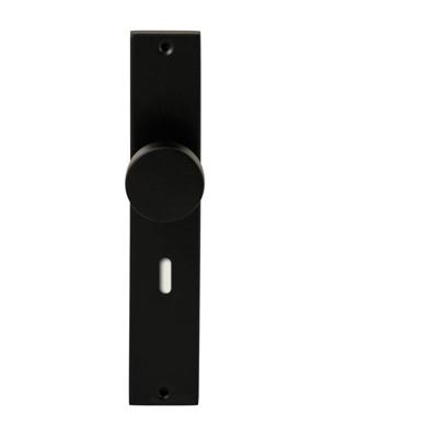 Hardbrass Knopkruk Piano op rechthoekig langschild sleutelgat 72mm - zwart